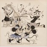WALT DISNEY Studios. ƒ??Mickey Mouse Jitter Bugƒ?, original ink and watercolor drawing on board