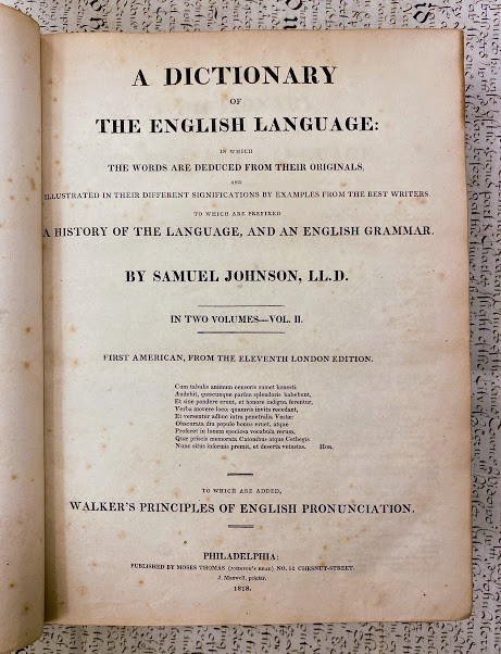 Samuel JOHNSON (1709-1784). A Dictionary of the English Language: in Which the Words are Deduced - Image 2 of 2