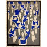 Lucille CORCOS (1909-1973, artist) Original artwork, a section of a theatre audience viewed from the