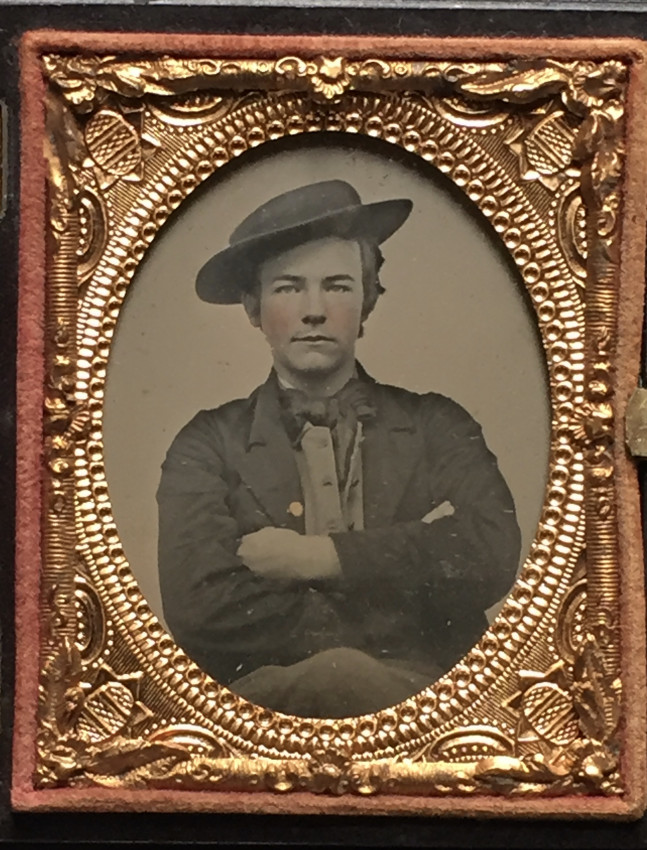 [ANONYMOUS] Portraits of two young menTwo fine ambrotypes, one with the trade card of Herbert Knox - Image 2 of 4