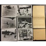 Gaston MADRU (WWII) Rare telex printout with 6 News of the Day Press PhotographsA telex news