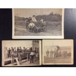 [ANONYMOUS] 19th century mounted photos of men at work, including bricklayers with hodsThree