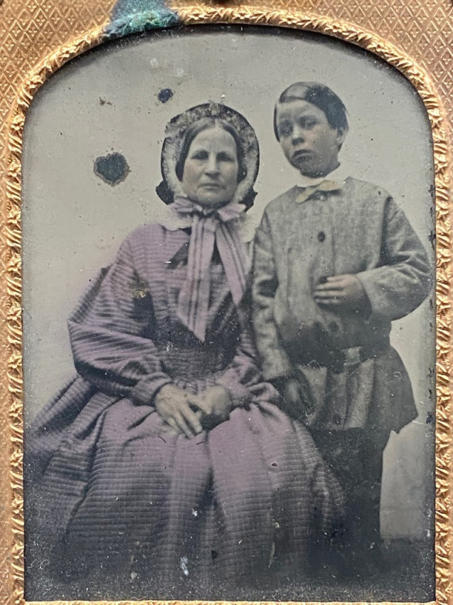 J. BRITTON (London photographer) An ambrotype portrait of a bonneted woman and a young boyJ. BRITTON - Image 2 of 4