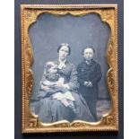 [ANONYMOUS] A portrait of a mother and two childrenA fine daguerreotype in Union case by A. P.