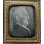 [ANONYMOUS] Tinted daguerreotype of a painting of a manâ€™s profileNice daguerreotype of an