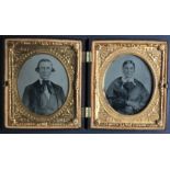 [ANONYMOUS] Double portrait of older coupleFine ambrotypes in a Littlefield and Parsons Union