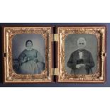 [ANONYMOUS] Double portraits of older couple, a book on the table near the womanThe Union case by