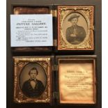 [ANONYMOUS] Portraits of two young menTwo fine ambrotypes, one with the trade card of Herbert Knox
