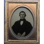 [ANONYMOUS] Portraits of two middle age menThe ambrotype case in bad conditionÂ USAQuarter