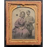 J. BRITTON (London photographer) An ambrotype portrait of a bonneted woman and a young boyJ. BRITTON