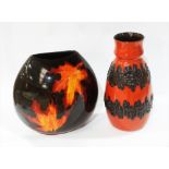 Poole pottery Forest Flame purse vase, and another