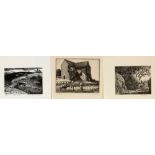 Ernest H* Sandoe, John Nichols and Sarah van Niekerk - etchings. (3)