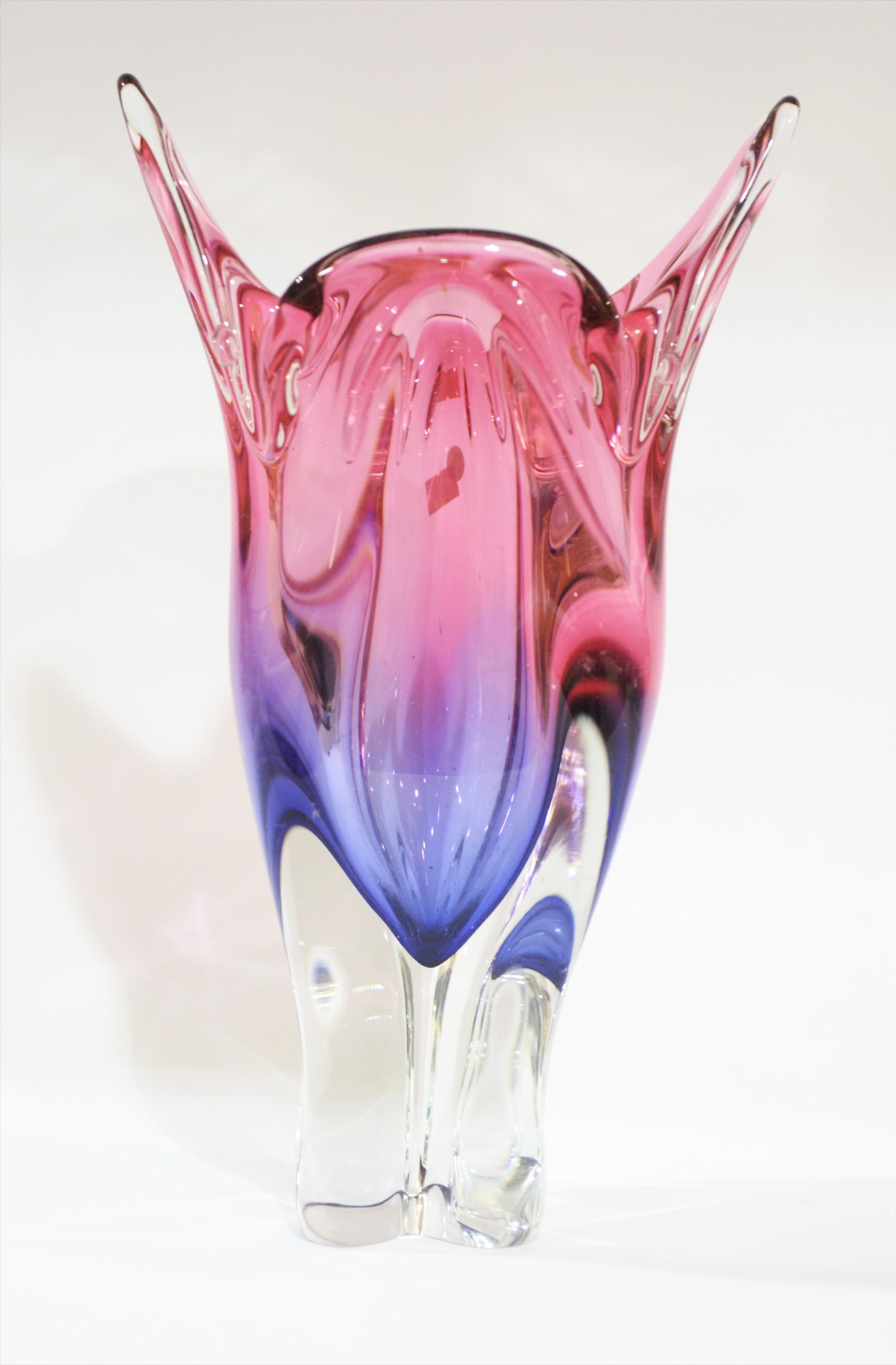 Czech Cranberry glass vase