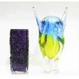 Czech glass vase and Whitefriars style vase.