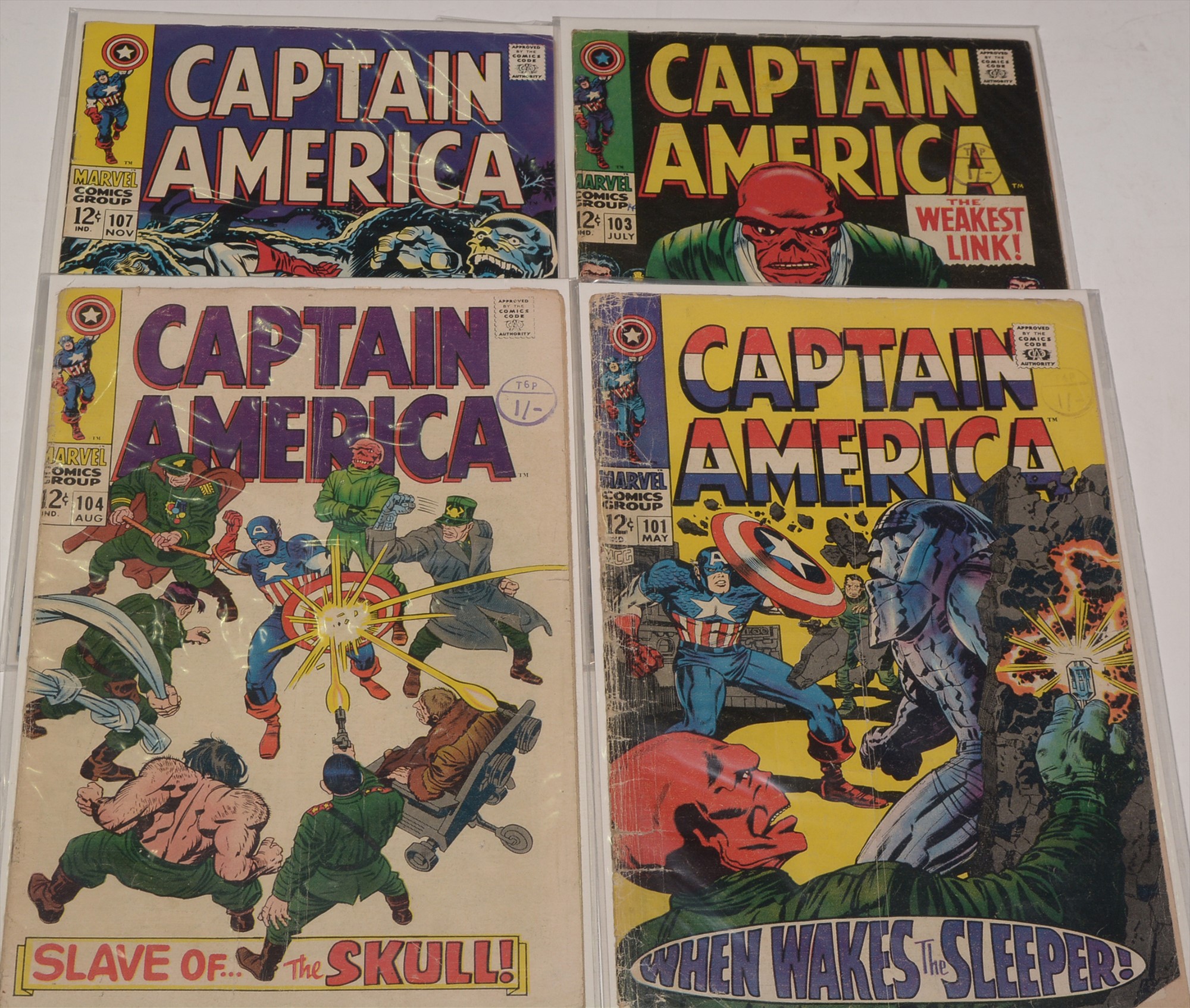 Captain America No. 101, 103, 104 and 107.