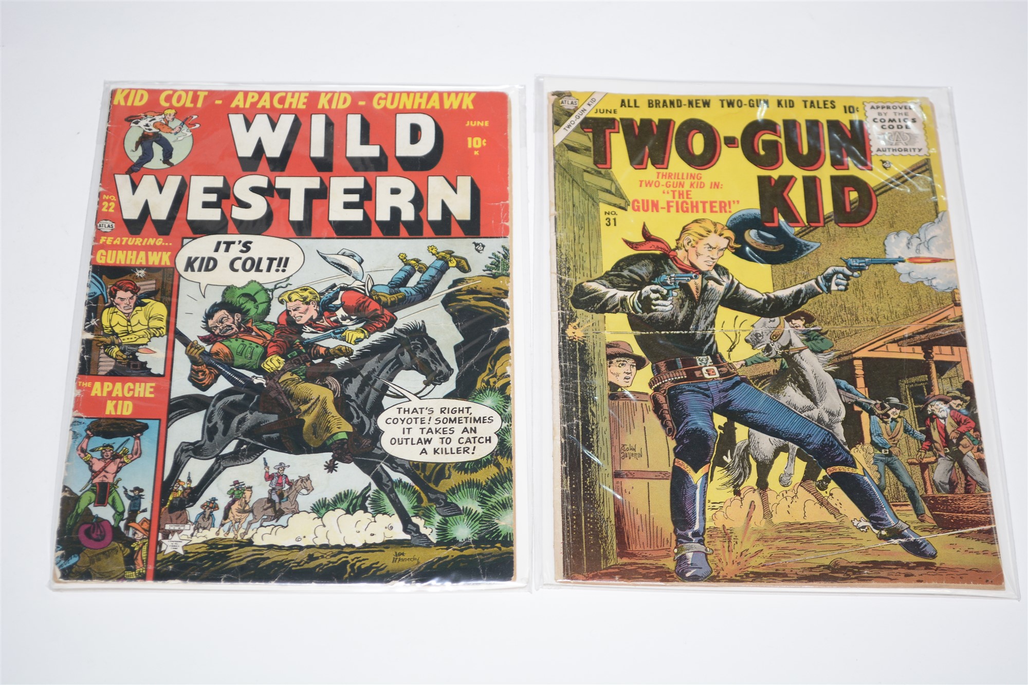 Cowboy Action No. 8, and Kid Slade Gunfighter No's. 5 and 7 (Atlas Comics) and Wild Western Comic - Image 2 of 2