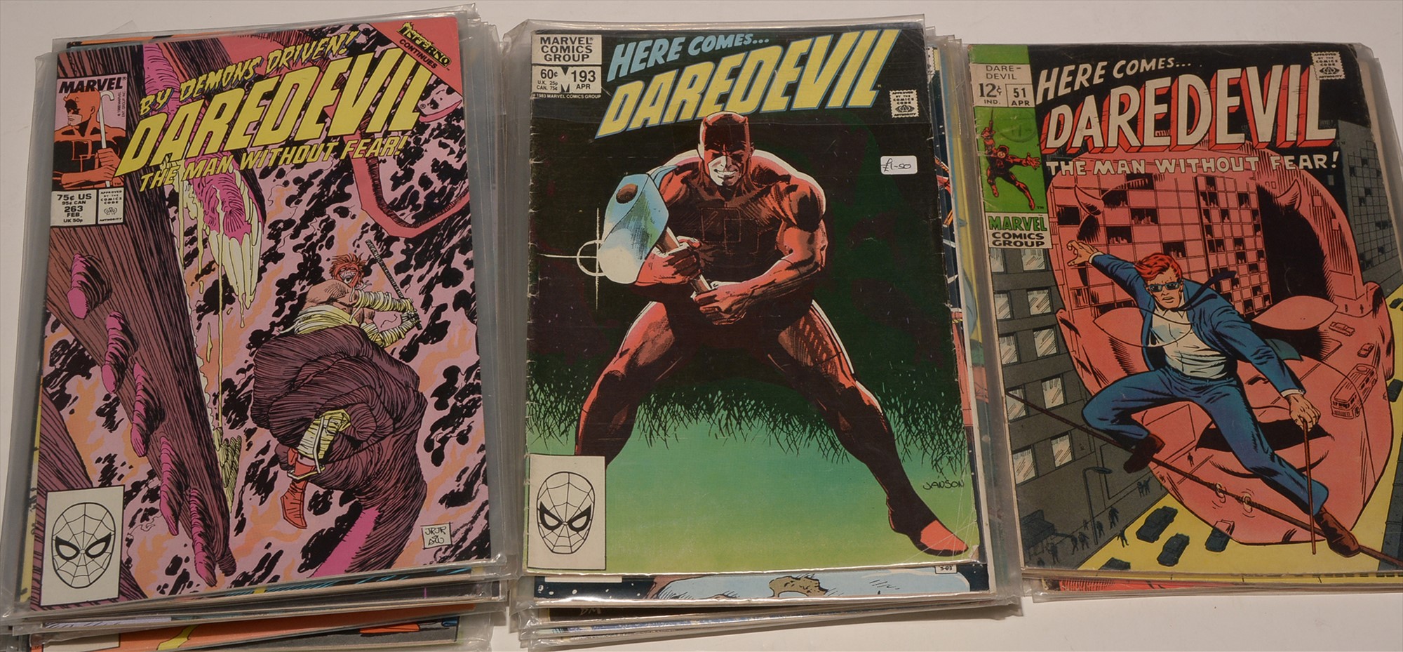 Daredevil No's. 51, 52, 53, 55, 193, 198, 200, 218, 220 and sundry subsequent issues, highest number