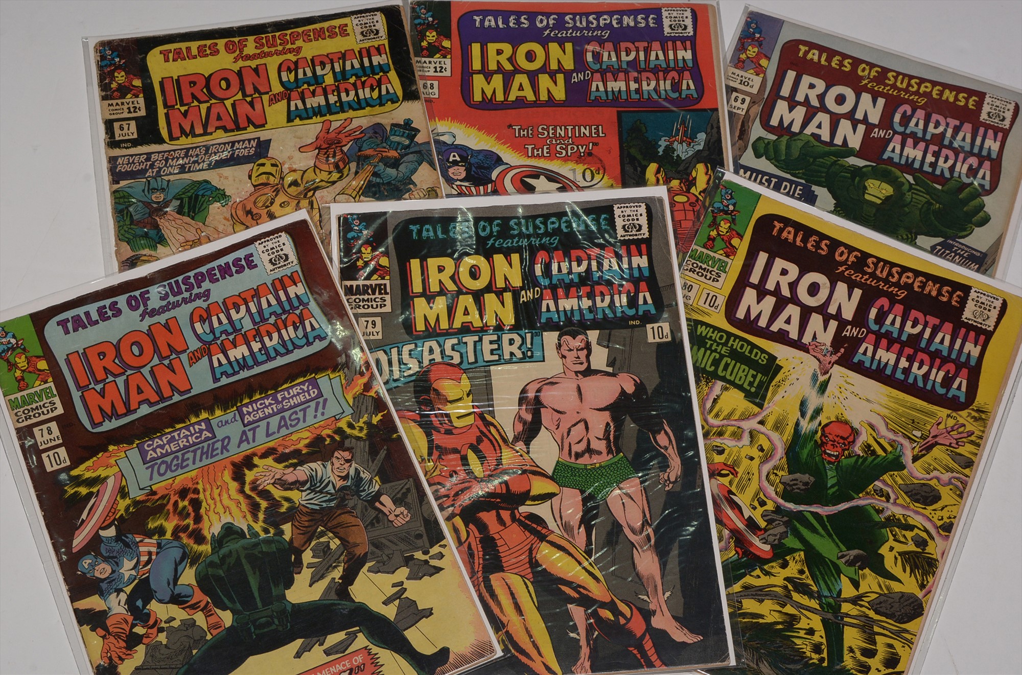 Tales of Suspense No's. 67, 68, 69, 78, 79 and 80.