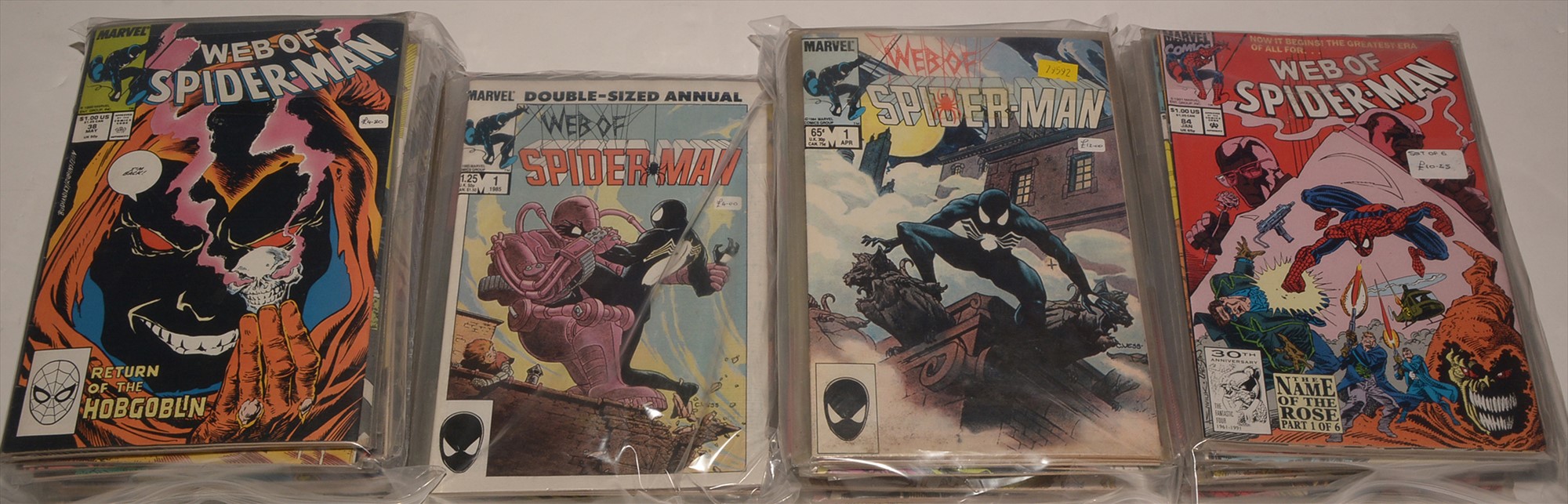 Web of Spider-Man No's. 1, 2, 3, 4, 6 and a large quantity of subsequent issues, highest number 125,