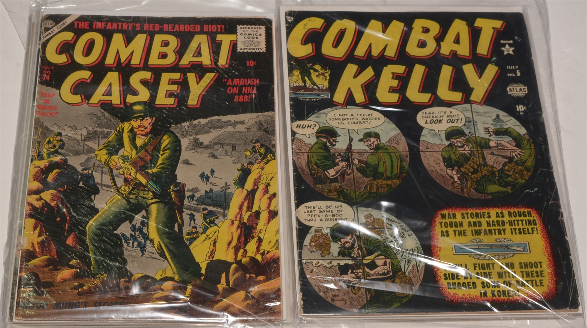 Combat Kelly No's. 5, 11, 23 and 44 (first series Atlas Comics) and Combat Casey No's. 16, 22, 32