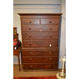 Stained wood chest-on-chest.