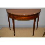 Demi lune turnover top card table.