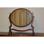 Oval swing toilet mirror.