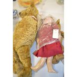 Vintage doll and teddies