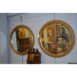 Pair of circular mirrors.