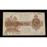 1923 Treasury £1 note