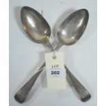 A pair of George IV silver table spoons, by William Eaton, London 1827, reeded old English pattern