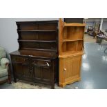 Corner Shelf unit, corner cupboard; and a dresser.