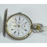 Silver cased pocket watch chronograph
