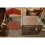 19th century collectors cabinet and x-framed chair