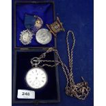 Pocket watch and two medals