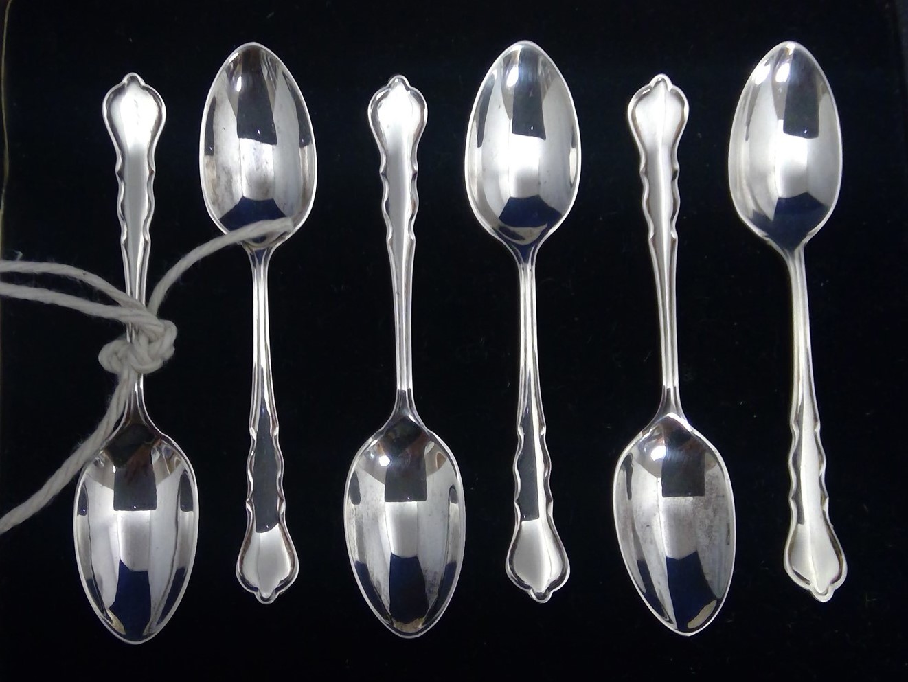 Set of six silver coffee spoons