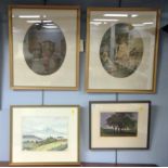 Watercolours and engravings