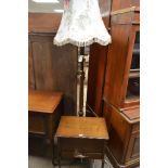Edwardian sewing box and standard lamp