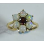 Garnet and opal ring