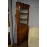 20th century mahogany corner display cabinet