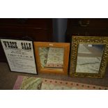 Two wall mirrors and auction poster