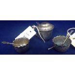 Three piece silver condiment set