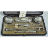 Cased silver manicure set