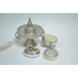 Indo-Persian insence burner and silver pots