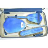 Silver and enamel dressing set