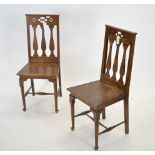 Pair of 1930's oak hall chairs