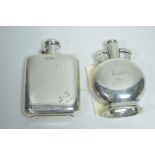 Two silver flasks