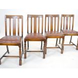 Four 1930's oak dining chairs