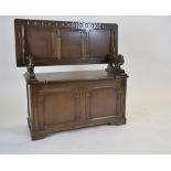 20th Century oak monks bench