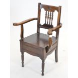 Victorian oak commode chair